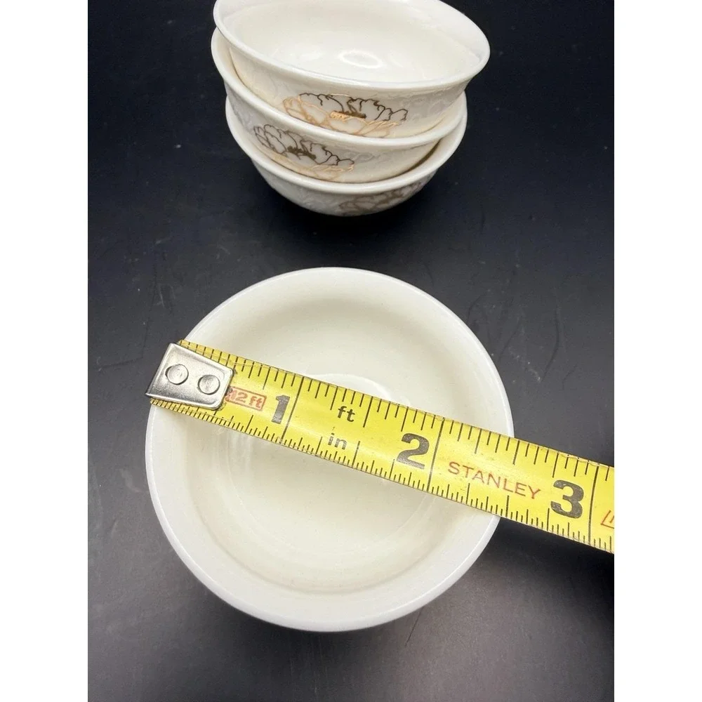 Vintage Japanese Porcelain Bowls‎ Set 4 Gold Floral Butter Condiment Dishes